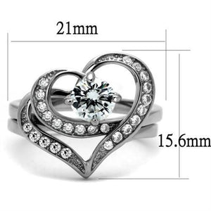 TK2868 - Stainless Steel Ring High polished (no plating) Women AAA Grade CZ Clear