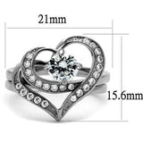 TK2868 - Stainless Steel Ring High polished (no plating) Women AAA Grade CZ Clear