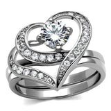 TK2868 - Stainless Steel Ring High polished (no plating) Women AAA Grade CZ Clear