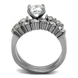 TK2869 - Stainless Steel Ring High polished (no plating) Women AAA Grade CZ Clear