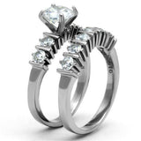 TK2869 - Stainless Steel Ring High polished (no plating) Women AAA Grade CZ Clear