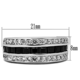 TK2872 - Stainless Steel Ring High polished (no plating) Women AAA Grade CZ Black Diamond