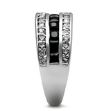 TK2872 - Stainless Steel Ring High polished (no plating) Women AAA Grade CZ Black Diamond