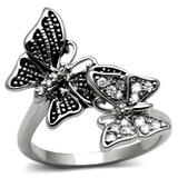 TK2874 - Stainless Steel Ring High polished (no plating) Women AAA Grade CZ Clear