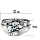 TK2878 - Stainless Steel Ring High polished (no plating) Women AAA Grade CZ Clear