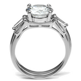 TK2878 - Stainless Steel Ring High polished (no plating) Women AAA Grade CZ Clear