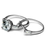 TK2878 - Stainless Steel Ring High polished (no plating) Women AAA Grade CZ Clear