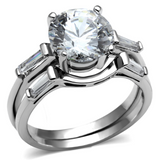 TK2878 - Stainless Steel Ring High polished (no plating) Women AAA Grade CZ Clear