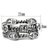 TK2880 - Stainless Steel Ring High polished (no plating) Women AAA Grade CZ Clear