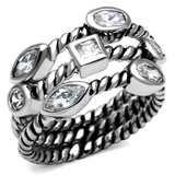 TK2880 - Stainless Steel Ring High polished (no plating) Women AAA Grade CZ Clear