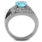 TK2900 - Stainless Steel Ring High polished (no plating) Women Synthetic Sea Blue