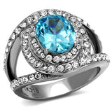 TK2900 - Stainless Steel Ring High polished (no plating) Women Synthetic Sea Blue