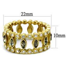 TK2907 - Stainless Steel Ring IP Gold(Ion Plating) Women Top Grade Crystal Black Diamond