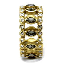 TK2907 - Stainless Steel Ring IP Gold(Ion Plating) Women Top Grade Crystal Black Diamond