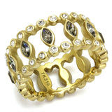 TK2907 - Stainless Steel Ring IP Gold(Ion Plating) Women Top Grade Crystal Black Diamond