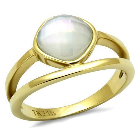 TK2908 - Stainless Steel Ring IP Gold(Ion Plating) Women Precious Stone White