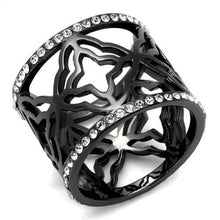 TK2909 - Stainless Steel Ring IP Light Black  (IP Gun) Women Top Grade Crystal Clear