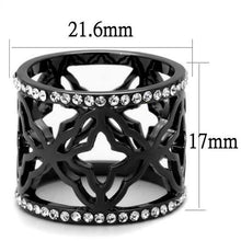 TK2909 - Stainless Steel Ring IP Light Black  (IP Gun) Women Top Grade Crystal Clear