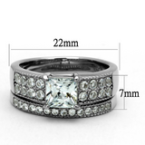 TK2915 - Stainless Steel Ring High polished (no plating) Women AAA Grade CZ Clear