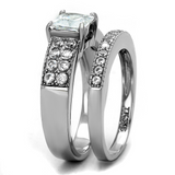 TK2915 - Stainless Steel Ring High polished (no plating) Women AAA Grade CZ Clear