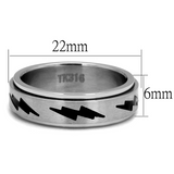 TK2926 - Stainless Steel Ring High polished (no plating) Men Epoxy Jet