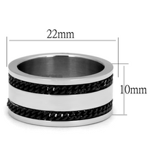 TK2927 - Stainless Steel Ring High polished (no plating) Men Epoxy Jet