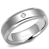 TK2934 - Stainless Steel Ring High polished (no plating) Men AAA Grade CZ Clear
