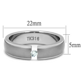 TK2935 - Stainless Steel Ring High polished (no plating) Men AAA Grade CZ Clear