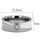 TK2937 - Stainless Steel Ring High polished (no plating) Men AAA Grade CZ Clear