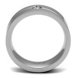 TK2937 - Stainless Steel Ring High polished (no plating) Men AAA Grade CZ Clear