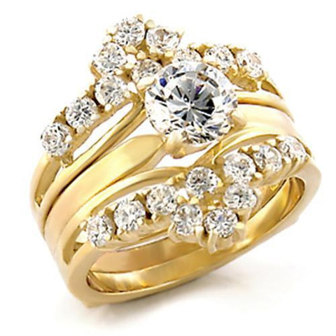 TK2948 - Stainless Steel Ring IP Gold(Ion Plating) Women AAA Grade CZ Clear