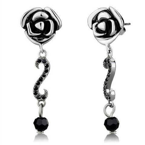 TK2951 - Stainless Steel Earrings High polished (no plating) Women Top Grade Crystal Jet