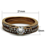 TK2955 - Stainless Steel Ring IP Coffee light Women AAA Grade CZ Clear