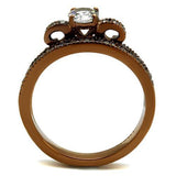 TK2955 - Stainless Steel Ring IP Coffee light Women AAA Grade CZ Clear