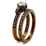 TK2955 - Stainless Steel Ring IP Coffee light Women AAA Grade CZ Clear