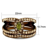 TK2956 - Stainless Steel Ring IP Coffee light Women AAA Grade CZ Olivine color