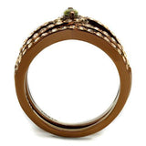 TK2956 - Stainless Steel Ring IP Coffee light Women AAA Grade CZ Olivine color