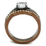 TK2958 - Stainless Steel Ring IP Light Black & IP Light coffee Women AAA Grade CZ Clear