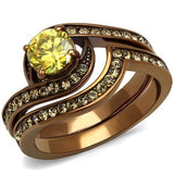 TK2959 - Stainless Steel Ring IP Coffee light Women AAA Grade CZ Topaz