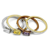 TK2960 - Stainless Steel Ring Three Tone IP?IP Gold & IP Light coffee & High Polished) Women AAA Grade CZ Multi Color