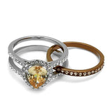 TK2961 - Stainless Steel Ring Two Tone IP Light Brown (IP Light coffee) Women AAA Grade CZ Champagne