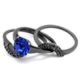 TK2969 - Stainless Steel Ring IP Light Black  (IP Gun) Women Top Grade Crystal Sapphire