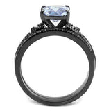 TK2970 - Stainless Steel Ring IP Light Black  (IP Gun) Women AAA Grade CZ Light Amethyst