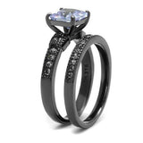 TK2970 - Stainless Steel Ring IP Light Black  (IP Gun) Women AAA Grade CZ Light Amethyst