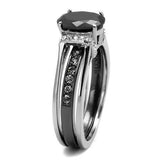 TK2971 - Stainless Steel Ring Two-Tone IP Black Women Synthetic Jet