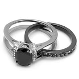 TK2971 - Stainless Steel Ring Two-Tone IP Black Women Synthetic Jet