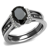 TK2971 - Stainless Steel Ring Two-Tone IP Black Women Synthetic Jet