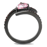 TK2972 - Stainless Steel Ring IP Light Black  (IP Gun) Women AAA Grade CZ Rose