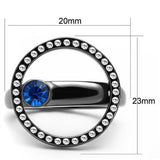 TK2974 - Stainless Steel Ring IP Light Black  (IP Gun) Women Top Grade Crystal Capri Blue