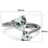 TK2981 - Stainless Steel Ring High polished (no plating) Women AAA Grade CZ Clear